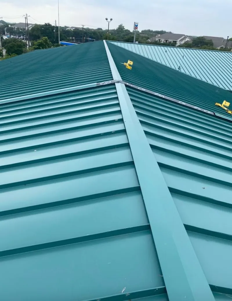 Green commercial metal roof ridge and valley for Metal Roof Repair in Cohoes